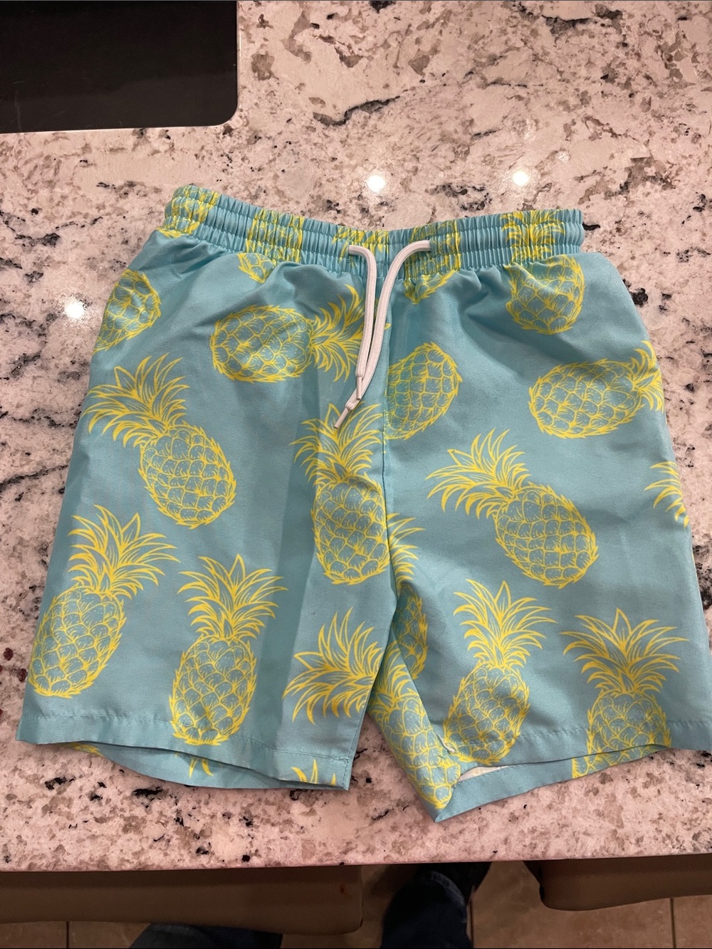 Source Unknown Aqua Swim Shorts with Yellow Pineapple Print